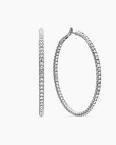 Reverse Set Pavé Hoop Earrings in 18K White Gold with Diamonds, 50.5mm